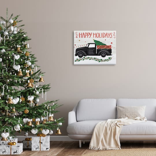 Stupell Industries Happy Holidays Christmas Tree Truck Canvas Wall Art